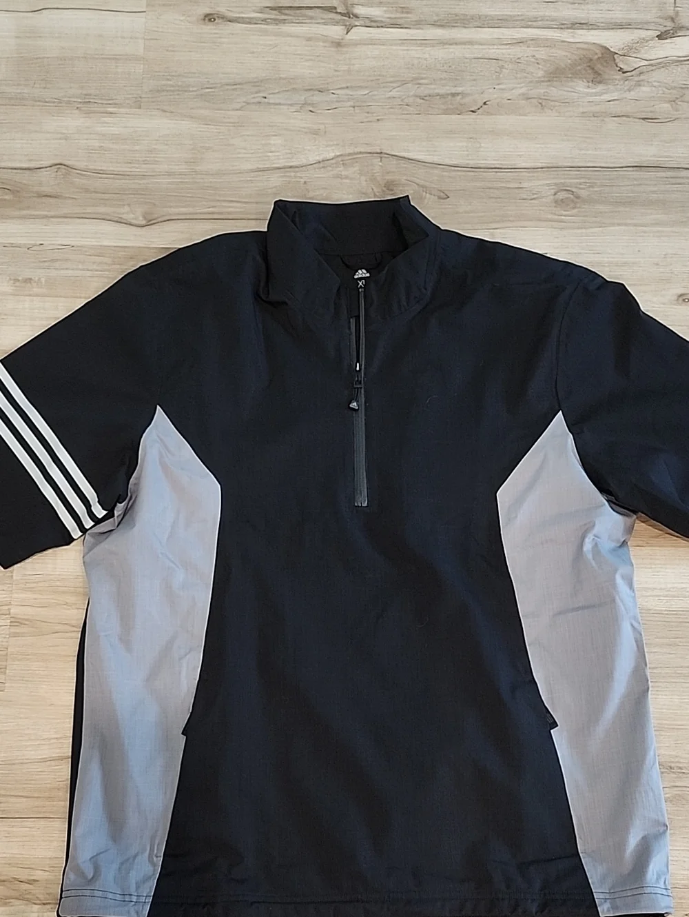 Adidas Black & Light Gray Short-Sleeve Half-Zip Climaproof Golf,Pullover XL